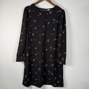 Old Navy Women's Dress Long Sleeve Black Floral Multicolor Size XL NWOT